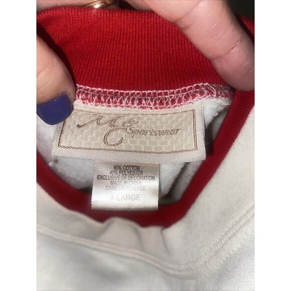 Vintage 90s M&C Sportwear OffWhite Christmas Cardinal Sweatshirt Women’s X-Large - Picture 9 of 9
